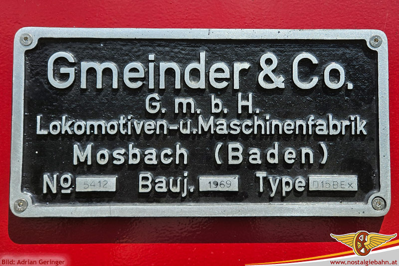 Fabrikschild (Herstellerschild) Lokomotivfabrik Gmeinder der Diesellok 2061.201 (Gmeinder D15BEx)